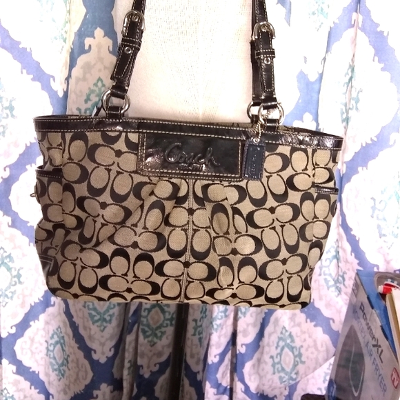 Coach Handbags - Coach black and gray bag with black trim GUC